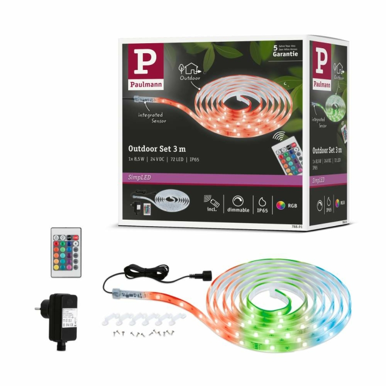 Paulmann SimpLED LED Strip Outdoor Basisset 3m  IP44 8,5W  24LEDs/m RGB