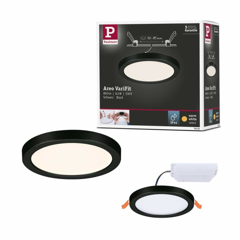 3.000K 93033 Einbaupanel | VariFit Lampen1a LED rund Areo Paulmann 118 IP44 matt 65W Chrom