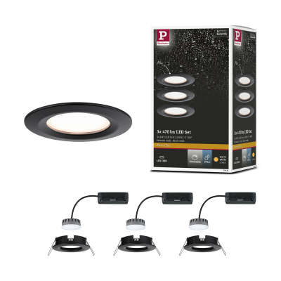 Paulmann LED Einbauleuchte Nova Plus Coin Basisset starr IP44  78mm  Coin 3x6W 3x470lm 230V dimmbar 2700K