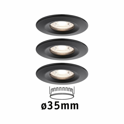 Paulmann LED Einbauleuchte Nova mini Coin 3er-Set starr IP44 4W 2700K Schwarz matt 230V