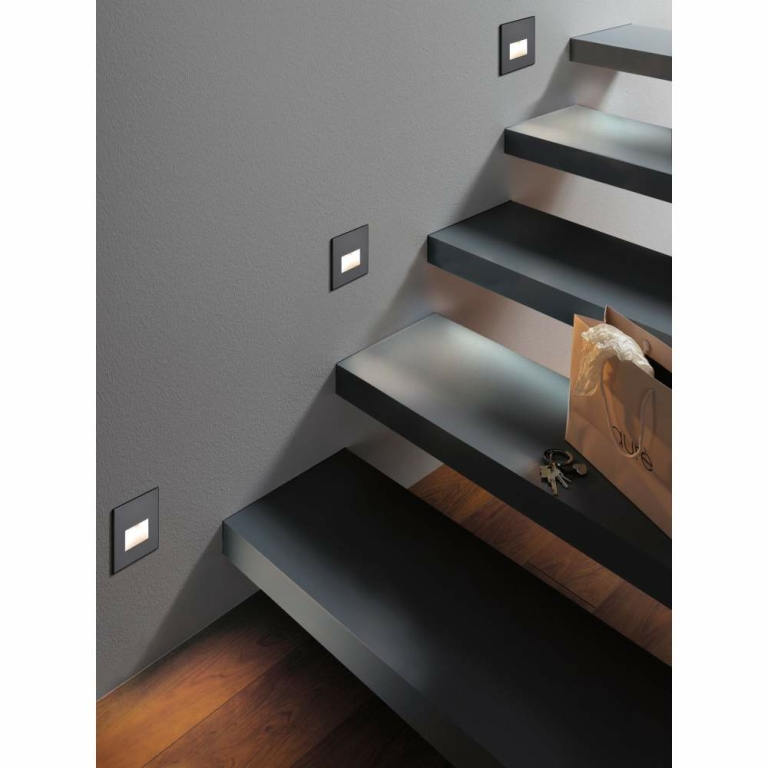 Paulmann LED Wandeinbauleuchte Edge Quadro Schwarz matt eckig 80x5mm 1,2W 50lm 2700K 230V