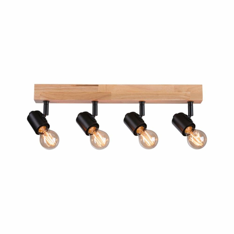Paulmann LED Spotlight Deckenstrahler Arvid Schwarz Holz E27 4-flammig