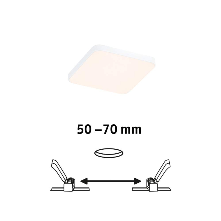 Paulmann VariFit LED Einbaupanel Veluna Edge IP44 eckig 90x90mm 450lm 3000K Weiß