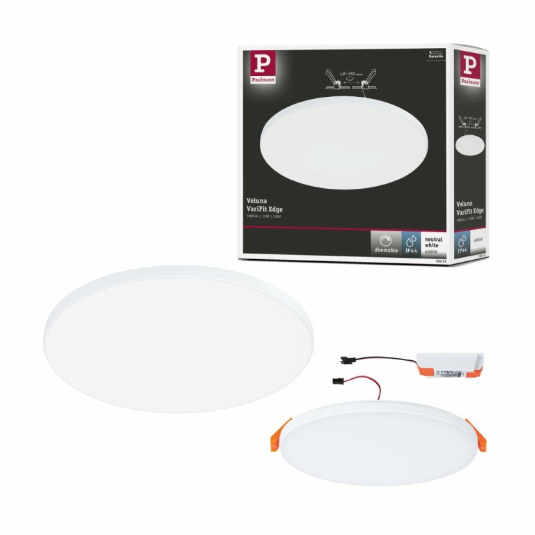 Paulmann 79945 VariFit LED Einbaupanel Veluna Edge IP44 rund 160mm 1100lm  3000K | Lampen1a