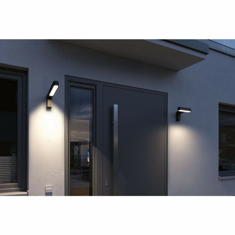 Paulmann LED Außenwandleuchte Ito anthrazit mit Bewegungsmelder Vertikale Ausrichtung drehbar IP44 450lm 3000K 230V  (LED fest verbaut)