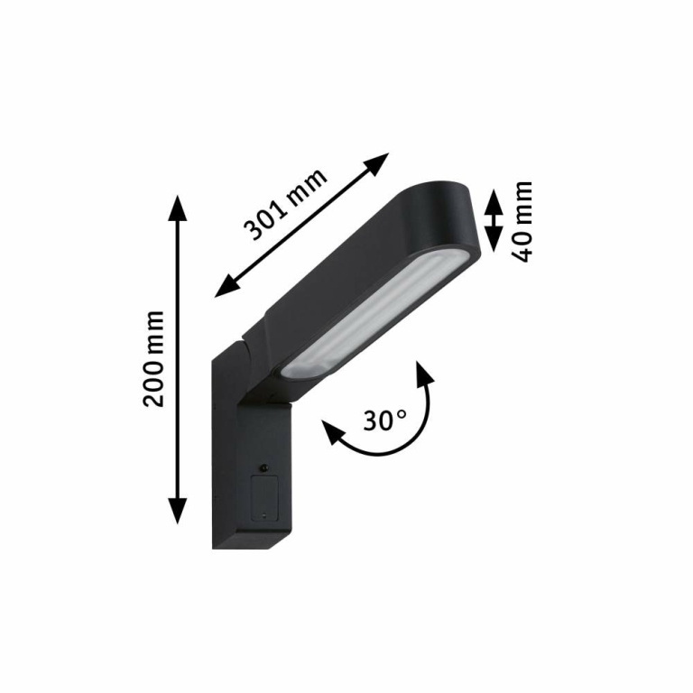 Paulmann LED Außenwandleuchte Ito anthrazit mit Bewegungsmelder Vertikale Ausrichtung drehbar IP44 450lm 3000K 230V  (LED fest verbaut)