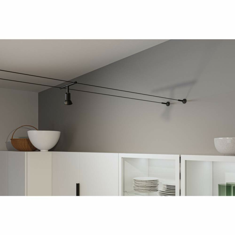 Paulmann CorDuo Seilsystem Montageset Wandanschluss Schwarz matt
