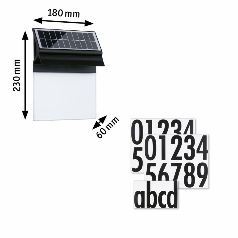 Paulmann Solar LED Hausnummernleuchte Neda IP44 3000K 14lm Schwarz
