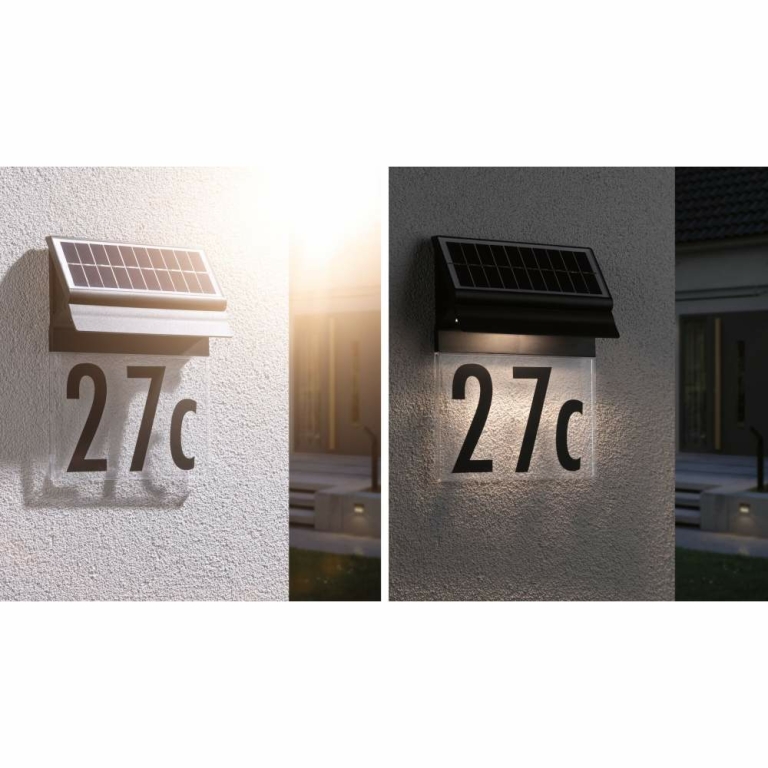 Paulmann Solar LED Hausnummernleuchte Neda IP44 3000K 14lm Schwarz