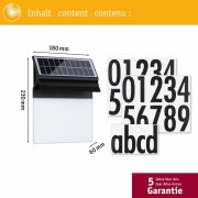 Solar LED Hausnummernleuchte Neda IP44 3000K 14lm Schwarz