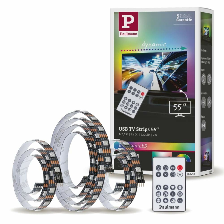 Paulmann EntertainLED USB LED Strip RGB TV-Beleuchtung 55 Zoll 2m 3,5W 60LEDs/m