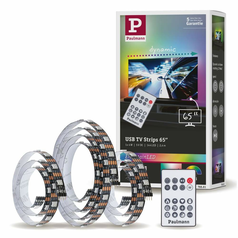 Paulmann 78881 EntertainLED USB LED Strip RGB TV-Beleuchtung 65 Zoll 24m 4W  60LEDs/m