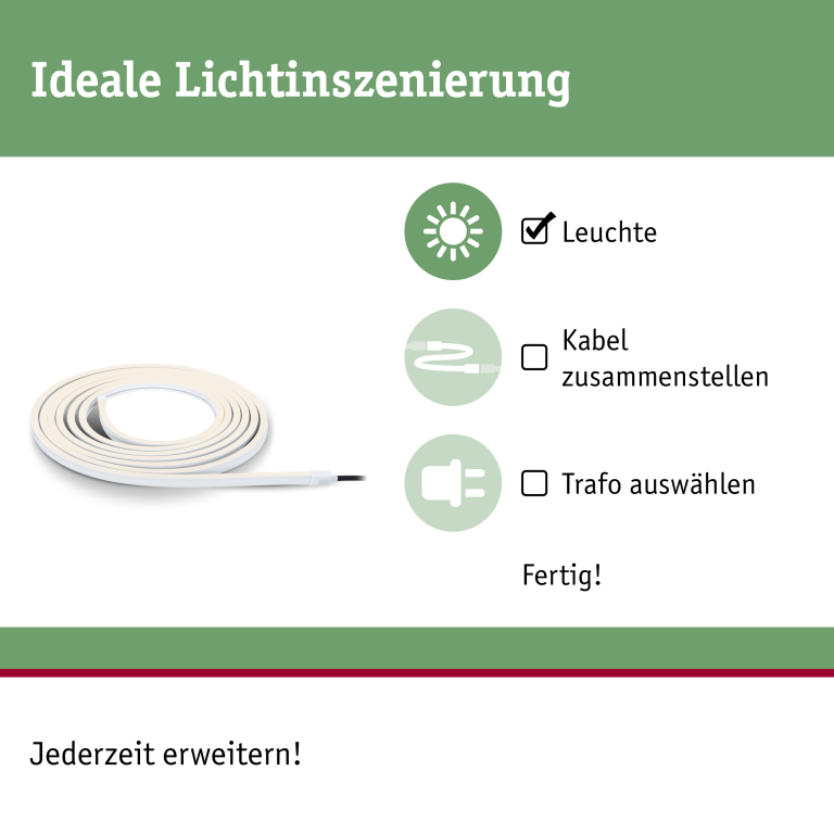 Paulmann Plug & Shine LED Stripe Smooth 5m IP68 3000K 26W Weiß
