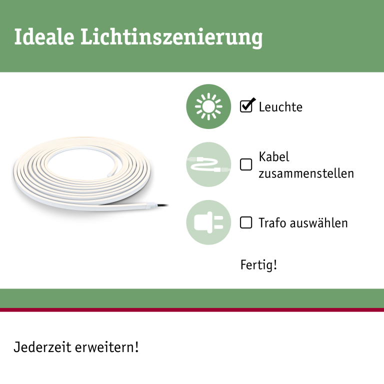 Paulmann Plug & Shine LED Stripe Smooth 10m IP68 3000K 46W Weiß