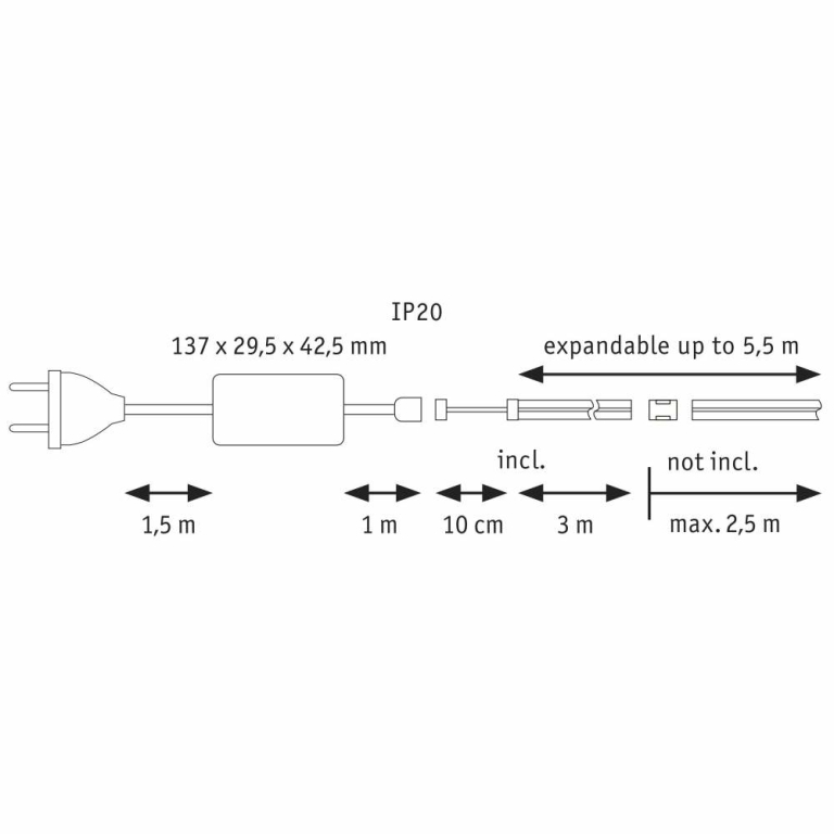 Paulmann MaxLED 500 LED Strip Full-Line COB Basisset 3m 19W 1500lm 480LEDs/m 2700K 36VA