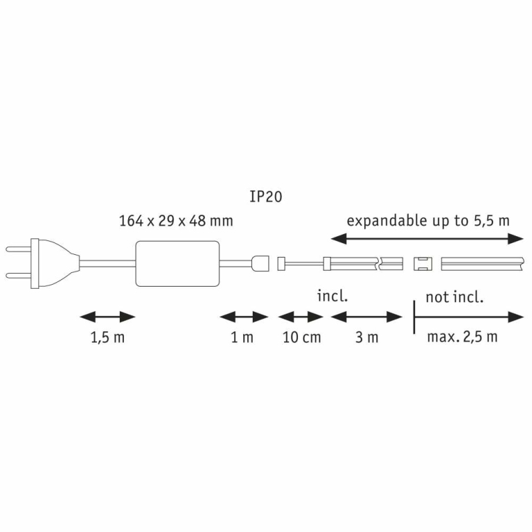 Paulmann MaxLED 1000 LED Strip Full-Line COB Basisset 3m 36W 3240lm 528LEDs/m 2700K 50VA