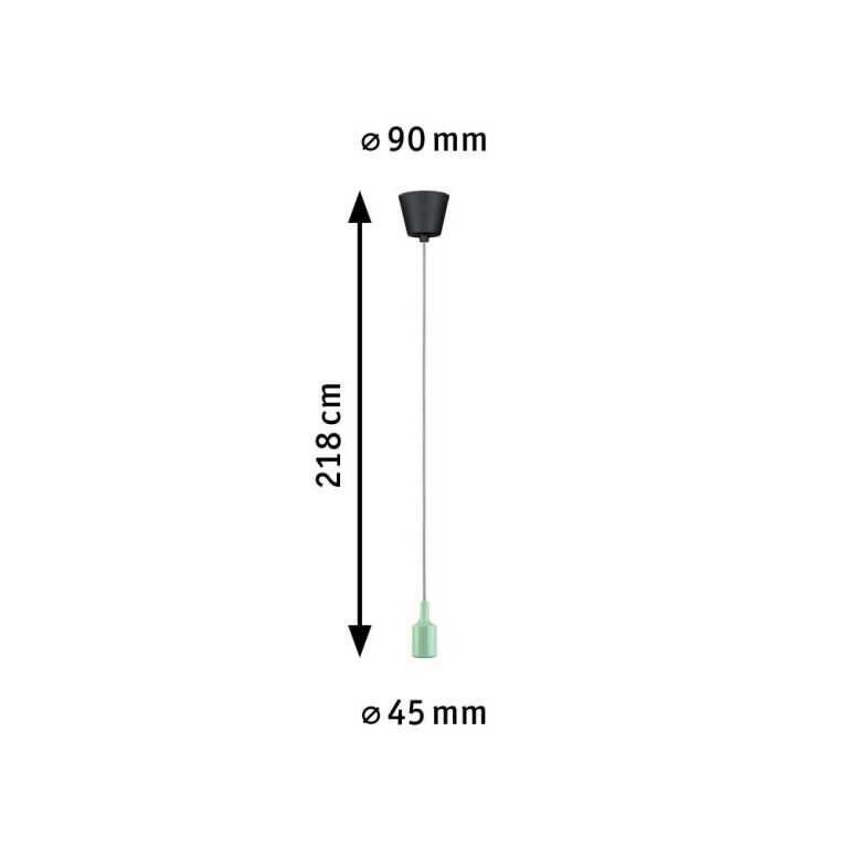 Paulmann Neordic Pendelleuchte Ketil  E27   max. 60W Hellgrün#Schwarz dimmbar Silikon#Kunststoff
