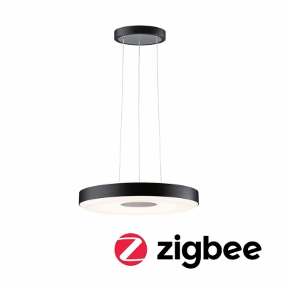 Paulmann LED Pendelleuchte Puric Pane Smart Home ZigBee 2700K 1200lm 11W Schwarz/Grau dimmbar Pendellänge einstellbar