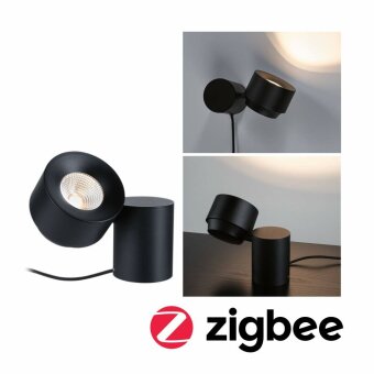 LED Tischleuchte Puric Pane Smart Home ZigBee 300lm 3W 2700K Schwarz 2in1 dimmbar schwenkbar