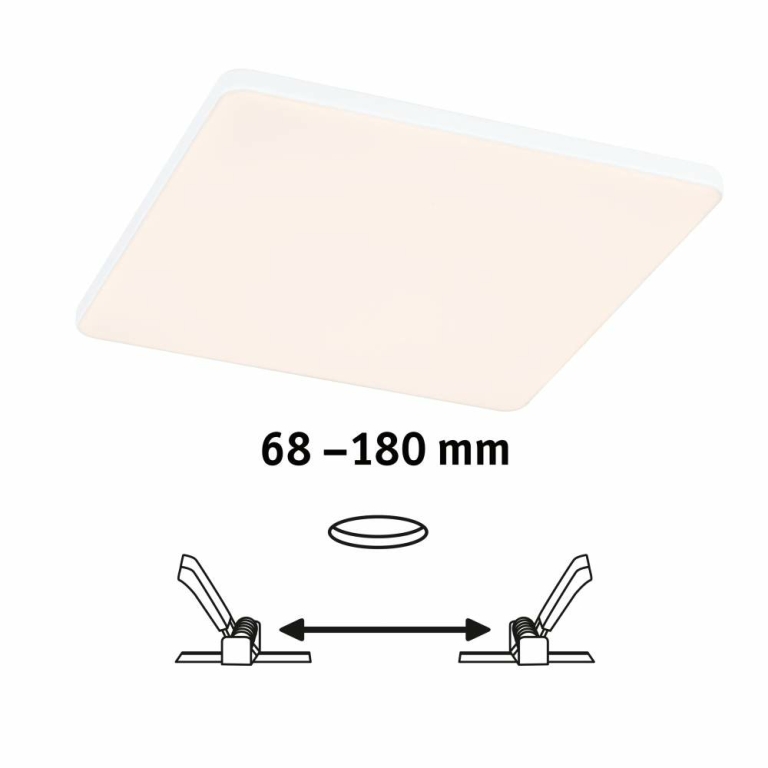 Paulmann VariFit LED Einbaupanel Veluna Edge IP44 eckig 200x200mm 1500lm 3000K Weiß dimmbar