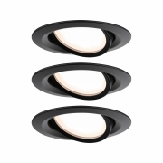 LED Einbauleuchten 3er-Set Nova Plus Coin rund 6W 2700K 470lm IP65 Schwarz matt schwenkbar dimmbar 230V