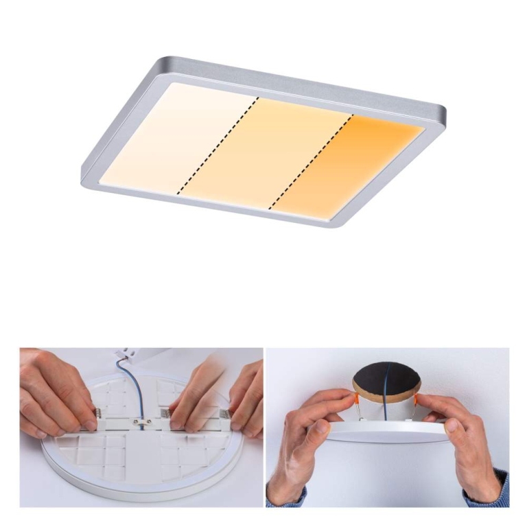 Paulmann VariFit LED Einbaupanel Dim to Warm Areo IP44 eckig 175x175mm 2000 - 4000K Chrom matt dimmbar