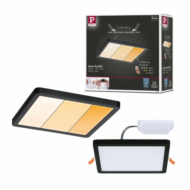 Paulmann dimmbar Stehleuchte 3W 300lm Lampen1a Pane 2700K LED Puric 79775 | Schwarz 2-flammig