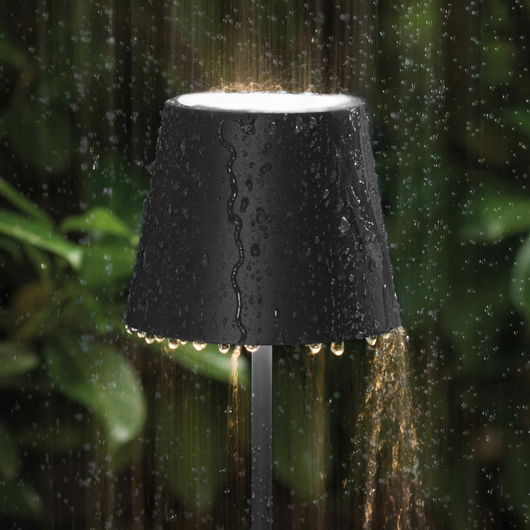 SIGOR Sigor Nuindie Akku-Tischleuchte  nachtschwarz LED rund 380mm IP54 dimmbar Flex-Mood Easy-Connect