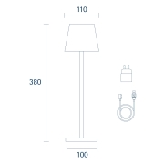 Sigor Nuindie Akku-Tischleuchte  nachtschwarz LED rund 380mm IP54 dimmbar Flex-Mood Easy-Connect