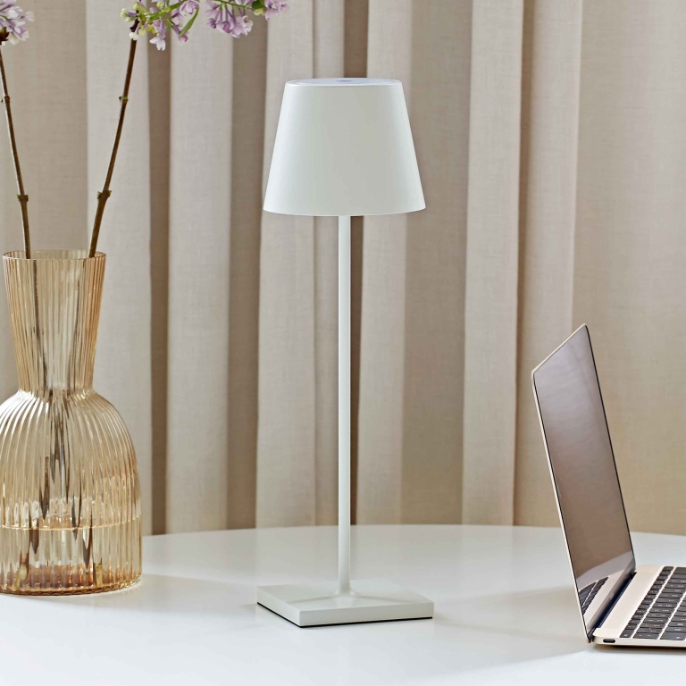 SIGOR Sigor Nuindie Akku-Tischleuchte  schneeweiß LED rund 380mm IP54 dimmbar Flex-Mood Easy-Connect