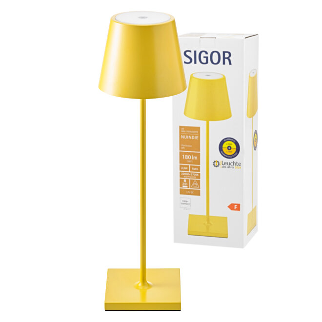 SIGOR Sigor Nuindie Akku-Tischleuchte  gelb LED rund 380mm IP54 dimmbar Flex-Mood Easy-Connect