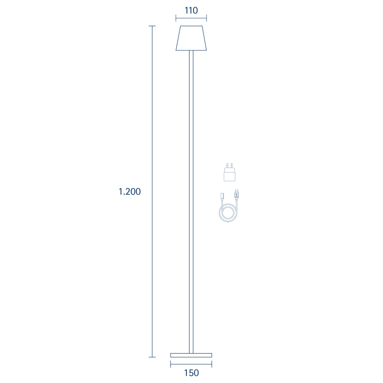 SIGOR Sigor Nuindie Akku-Stehlampe  schwarz LED rund 1200mm IP54 dimmbar Flex-Mood Easy-Connect