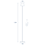 Sigor Nuindie Akku-Stehlampe  schwarz LED rund 1200mm IP54 dimmbar Flex-Mood Easy-Connect