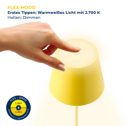 Sigor Nuindie Akku-Stehlampe  gelb LED rund 1200mm IP54 dimmbar Flex-Mood Easy-Connect