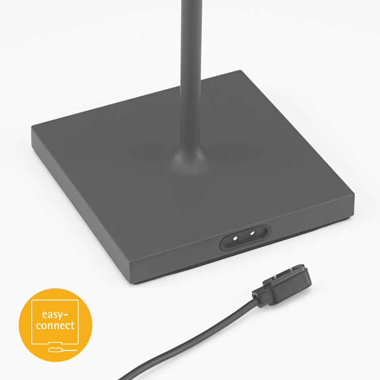 SIGOR Sigor Nuindie Akku-Tischleuchte  grau LED eckig 370mm IP54 dimmbar Flex-Mood Easy-Connect