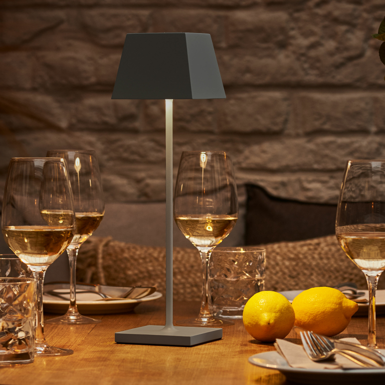 SIGOR Sigor Nuindie Akku-Tischleuchte  grau LED eckig 370mm IP54 dimmbar Flex-Mood Easy-Connect