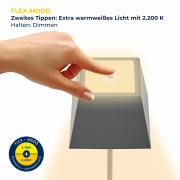 Sigor Nuindie Akku-Tischleuchte  grau LED eckig 370mm IP54 dimmbar Flex-Mood Easy-Connect