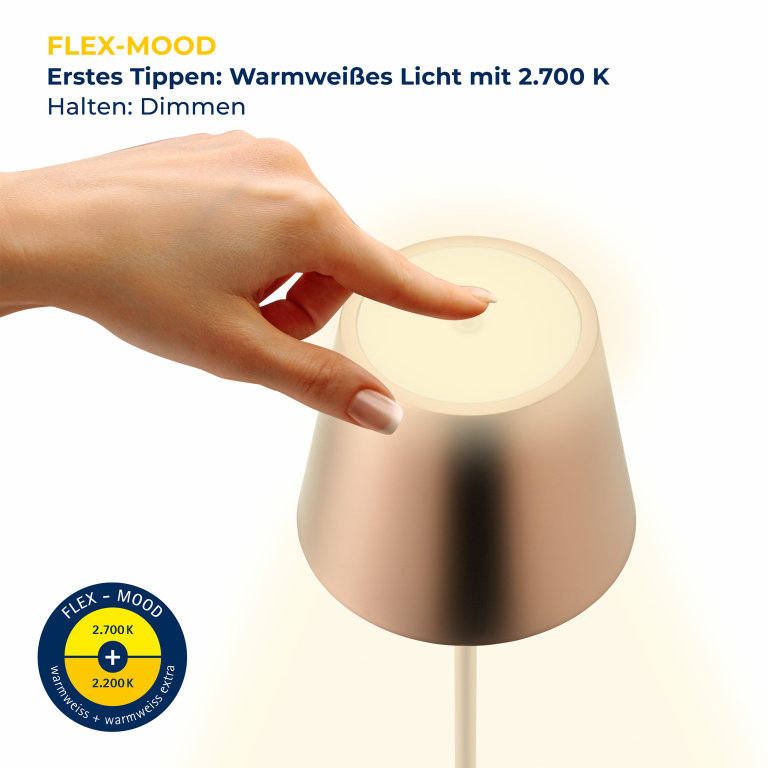 SIGOR Sigor Nuindie Akku-Tischleuchte  bronze LED rund 380mm IP54 dimmbar Flex-Mood Easy-Connect
