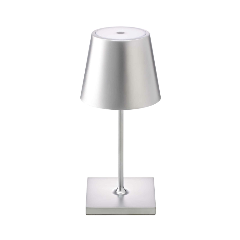SIGOR Sigor Nuindie Akku-Tischleuchte mini silber LED rund 250mm IP54 dimmbar Flex-Mood Easy-Connect