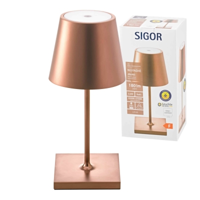 SIGOR Sigor Nuindie Akku-Tischleuchte mini bronze LED rund 250mm IP54 dimmbar Flex-Mood Easy-Connect