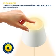 Sigor Nuindie Akku-Tischleuchte mini weiß LED rund 250mm IP54 dimmbar Flex-Mood Easy-Connect