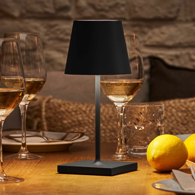 SIGOR Sigor Nuindie Akku-Tischleuchte mini schwarz LED rund 250mm IP54 dimmbar Flex-Mood Easy-Connect