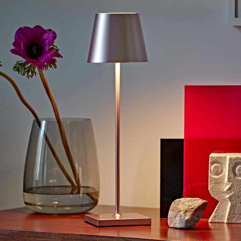 SIGOR Sigor Nuindie Akku-Tischleuchte  Roségold LED rund 380mm IP54 dimmbar Flex-Mood Easy-Connect