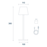 Sigor Nuindie Akku-Tischleuchte  Pflaumenblau LED rund 380mm IP54 dimmbar Flex-Mood Easy-Connect