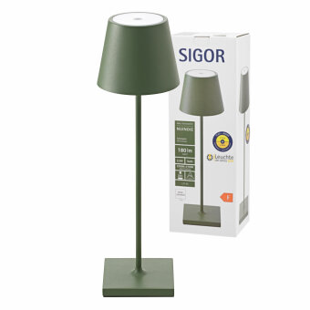 SIGOR Sigor Nuindie Akku-Tischleuchte  Tannengrün LED rund 380mm IP54 dimmbar Flex-Mood Easy-Connect