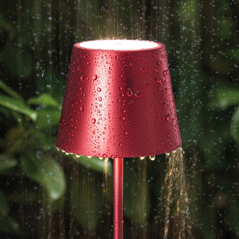 SIGOR Sigor Nuindie Akku-Tischleuchte mini Kirschrot LED rund 250mm IP54 dimmbar Flex-Mood Easy-Connect
