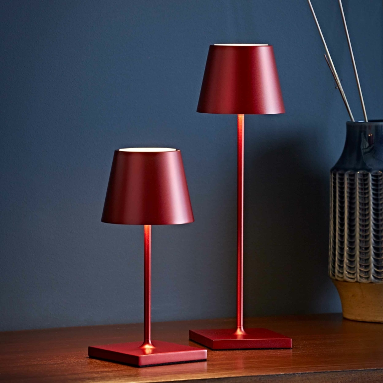 SIGOR Sigor Nuindie Akku-Tischleuchte mini Kirschrot LED rund 250mm IP54 dimmbar Flex-Mood Easy-Connect