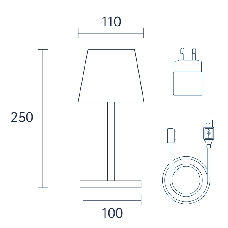SIGOR Sigor Nuindie Akku-Tischleuchte mini Pflaumenblau LED rund 250mm IP54 dimmbar Flex-Mood Easy-Connect