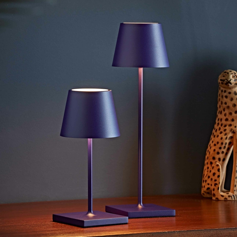 SIGOR Sigor Nuindie Akku-Tischleuchte mini Pflaumenblau LED rund 250mm IP54 dimmbar Flex-Mood Easy-Connect