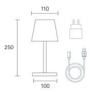 Sigor Nuindie Akku-Tischleuchte mini Pflaumenblau LED rund 250mm IP54 dimmbar Flex-Mood Easy-Connect